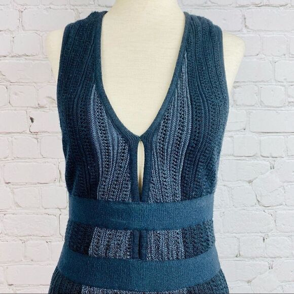 Crochet Knit Black Racerback Ribbed Mini Dress - Picture 2 of 9